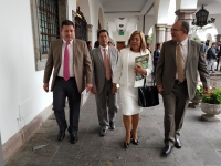 Los prefectos de la MNE a su salida del Palacio de Gobierno, luego de haber mantenido una reunión de trabajo con el presidente Lenín Moreno.