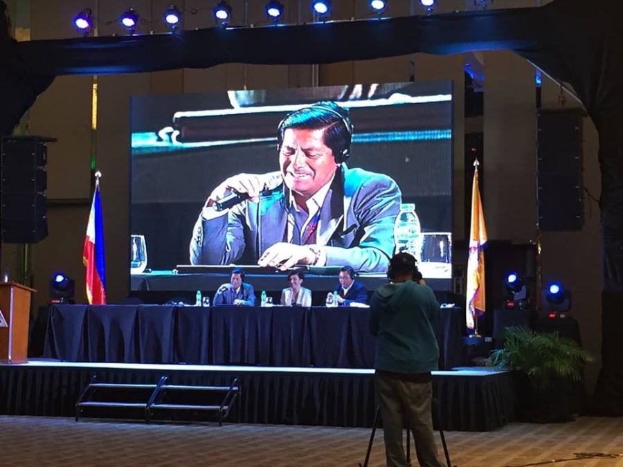 El prefecto de Imbabura, Pablo Jurado, durante su ponencia en el Tercer Foro Mundial Mayoral 3GMF.