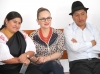 Lourdes Altalima, concejala de Otavalo; María Gabriela Jaramillo, viceprefecta de Imbabura; y, Humberto Cholango, Secretario del Agua, en la reunión mantenida para confirmar apoyo para impulsar la obra.