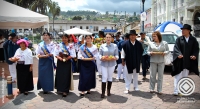 La viceprefecta María Gabriela Jaramillo durante el ritual de celebración del Sisay Pacha.
