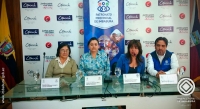 Autoridades del Gobierno Autónomo Descentralizado de Cotacachi y del Patronato Provincial informan en rueda de prensa sobre la realización de este evento de capacitación.