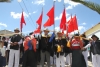 Autoridades y pobladores participan en el acto de inauguración del adoquinado en San Rafael.