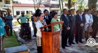 La Viceprefecta de Imbabura, María Gabriela Jaramillo, interviene en el acto cívico de recordación de la Batalla de San Antonio.