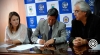 Acto de firma de acuerdo entre los prefectos de Imbabura y Pichincha. Está presente la Viceprefecta de Imbabura, María Gabriela Jaramillo.
