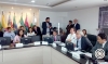 Autoridades de las prefecturas provinciales durante el encuentro con los ministros de los sectores estratégicos en el CONGOPE. 