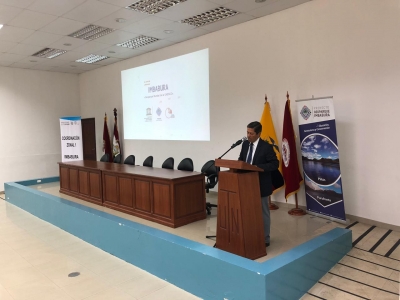 El prefecto Pablo Jurado realiza una exposición sobre el proceso que se debió seguir para que Imbabura sea considerada como Geoparque Mundial.