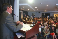 El prefecto de Imbabura, Pablo Jurado, durante el acto de rendición de cuentas.