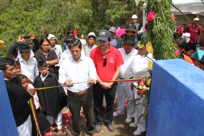 Inauguración de la infraestructura de riego en la comunidad Perafán de Cotacachi.