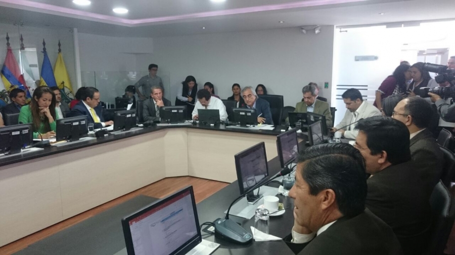 Los prefectos provinciales durante la reunión en el CONGOPE, en Quito.