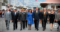 Autoridades nacionales, provinciales, cantonales y locales participaron junto a la ciudadanía en el desfile cívico al recordar el aniversario de fundación de Ibarra.