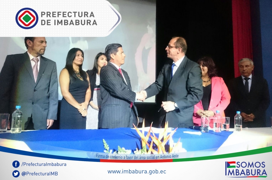 El prefecto de Imbabura, Pablo Jurado,  firmó un convenio con la Municipalidad de Antonio Ante, para el trabajo con sectores prioritarios a través del Patronato Provincial.