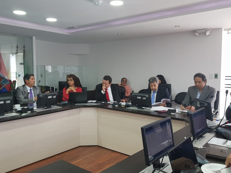Las autoridades de los GAD Provinciales durante la reunión del CONGOPE y la rueda de prensa para informar sobre lo resuelto.