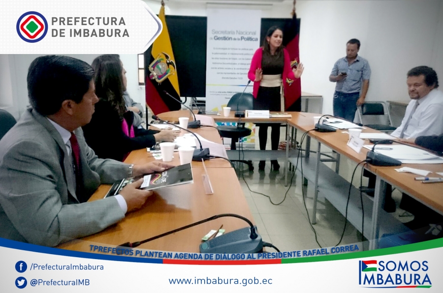 El Prefecto de Imbabura, Pablo Jurado, asistió a la reunión en la Secretaría de la Política, donde se analizaron los temas a tratar varios temas de interés nacional.
