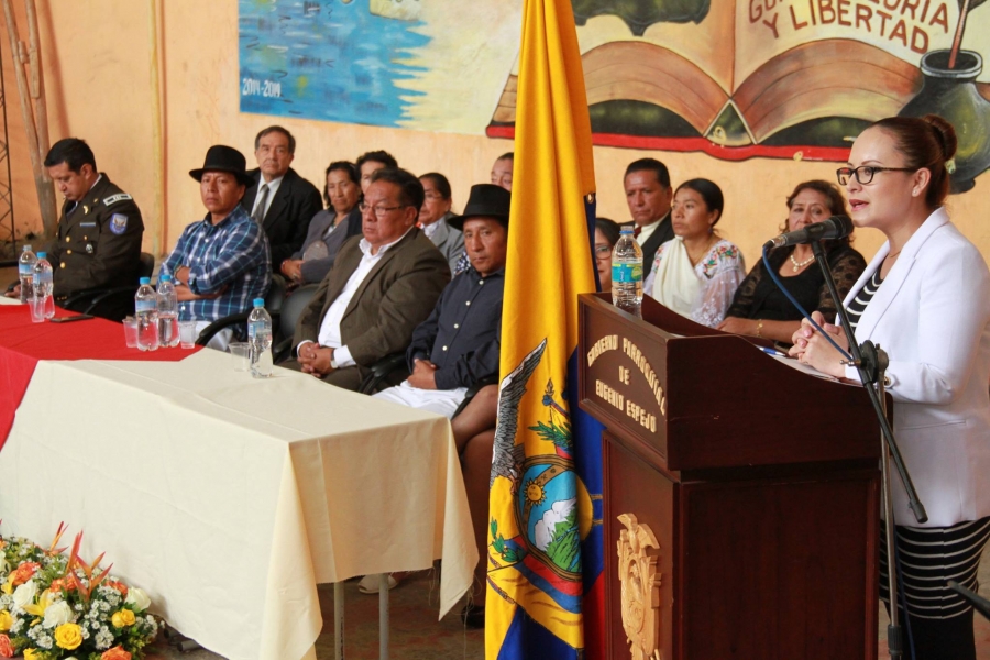 Intervención de la prefecta subrogante de Imbabura, María Gabriela Jaramillo, en la sesión conmemorativa del aniversario de parroquialización.